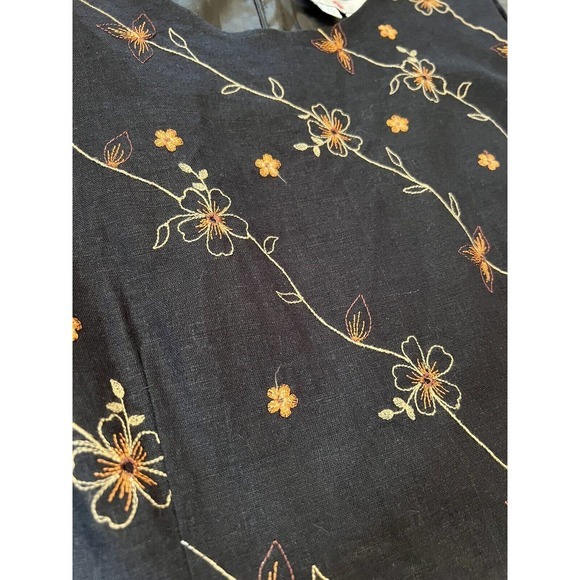 Vintage Betsy Lauren Dress Womens 20 Floral Sleeveless Black‎ Embroidered Midi - Picture 4 of 4